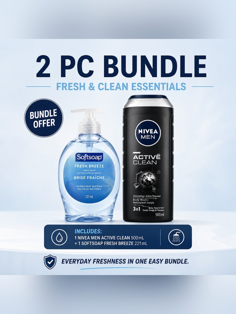 💥 2 Pcs Bundle - Active Clean + Softsoap Fresh Breeze